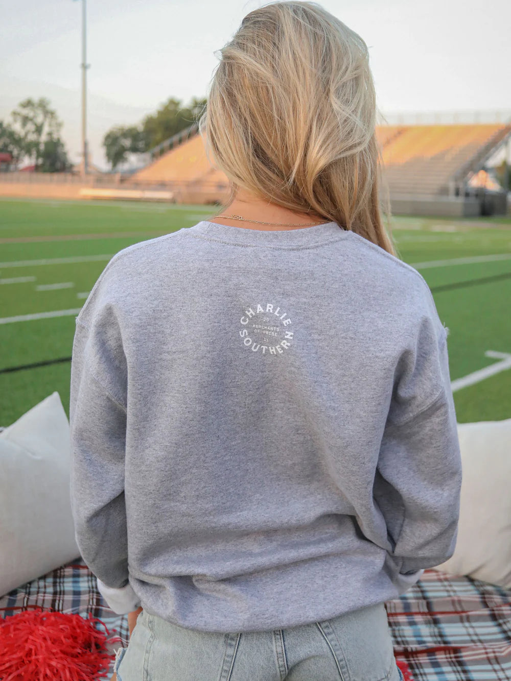 Football Season In America Crewneck Sweatshirt Heather Gray