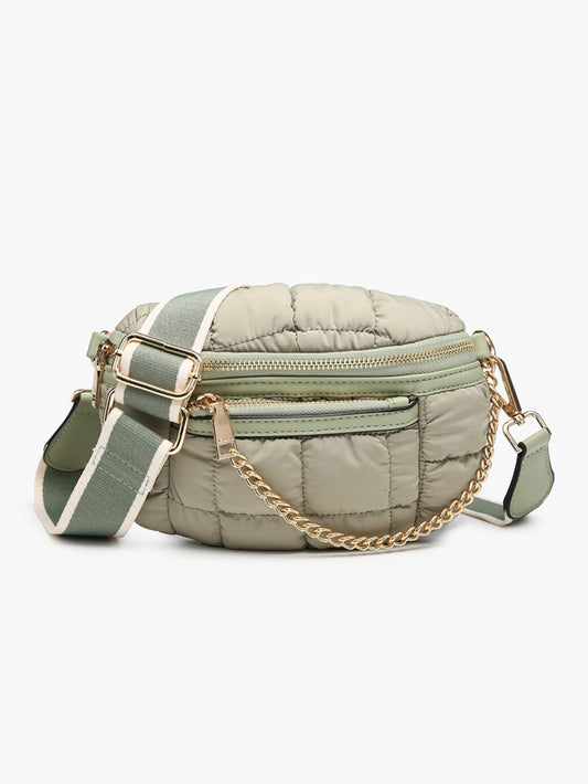 The Mabel Quilted Nylon Belt Bag Sage