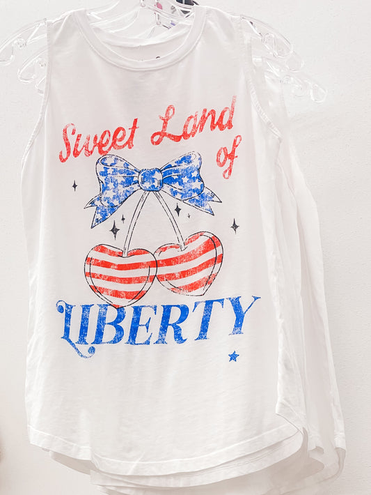 Sweet Land Of Liberty Graphic Tank White