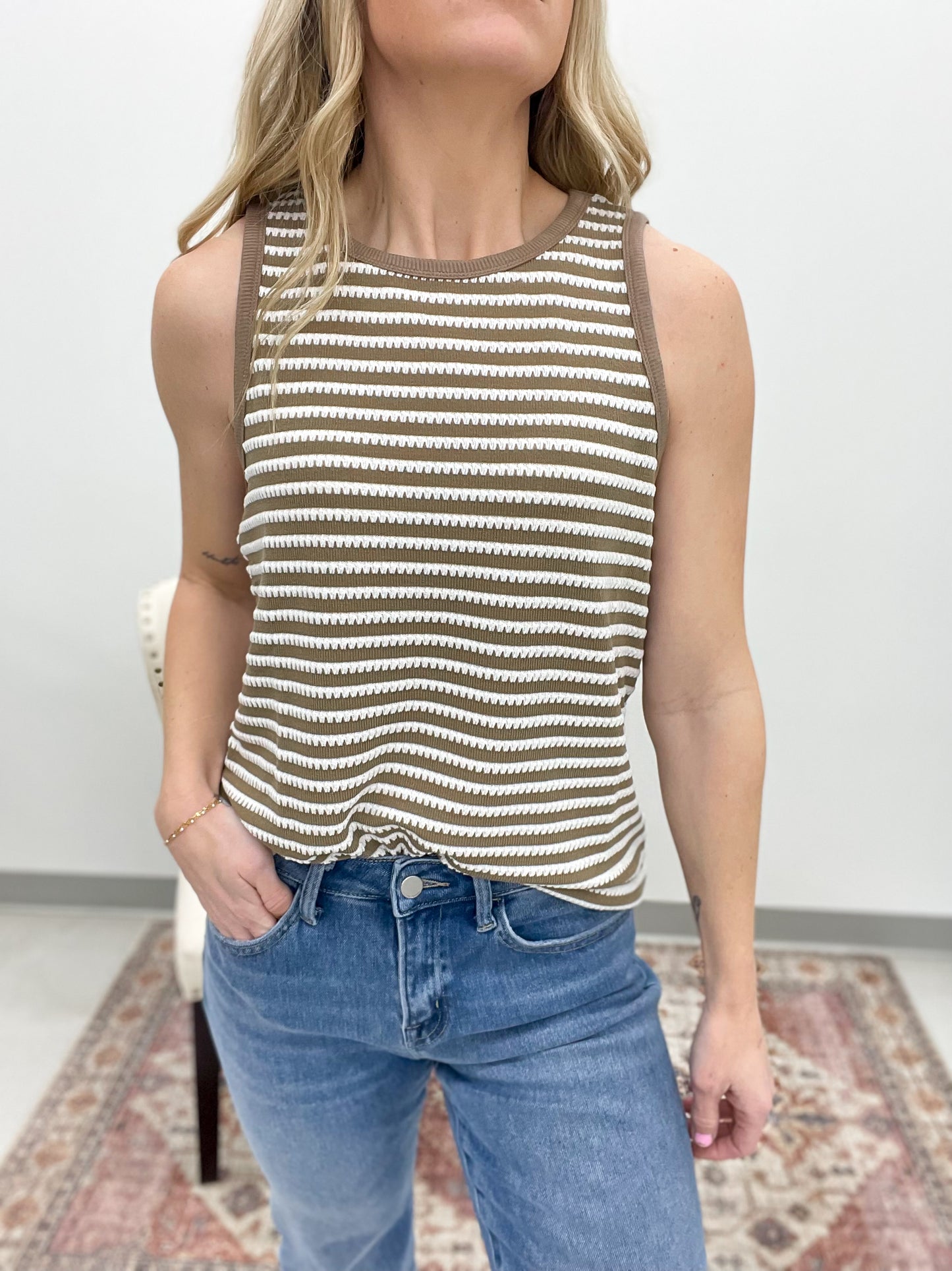 Seaside Textured Knit Tank Latte