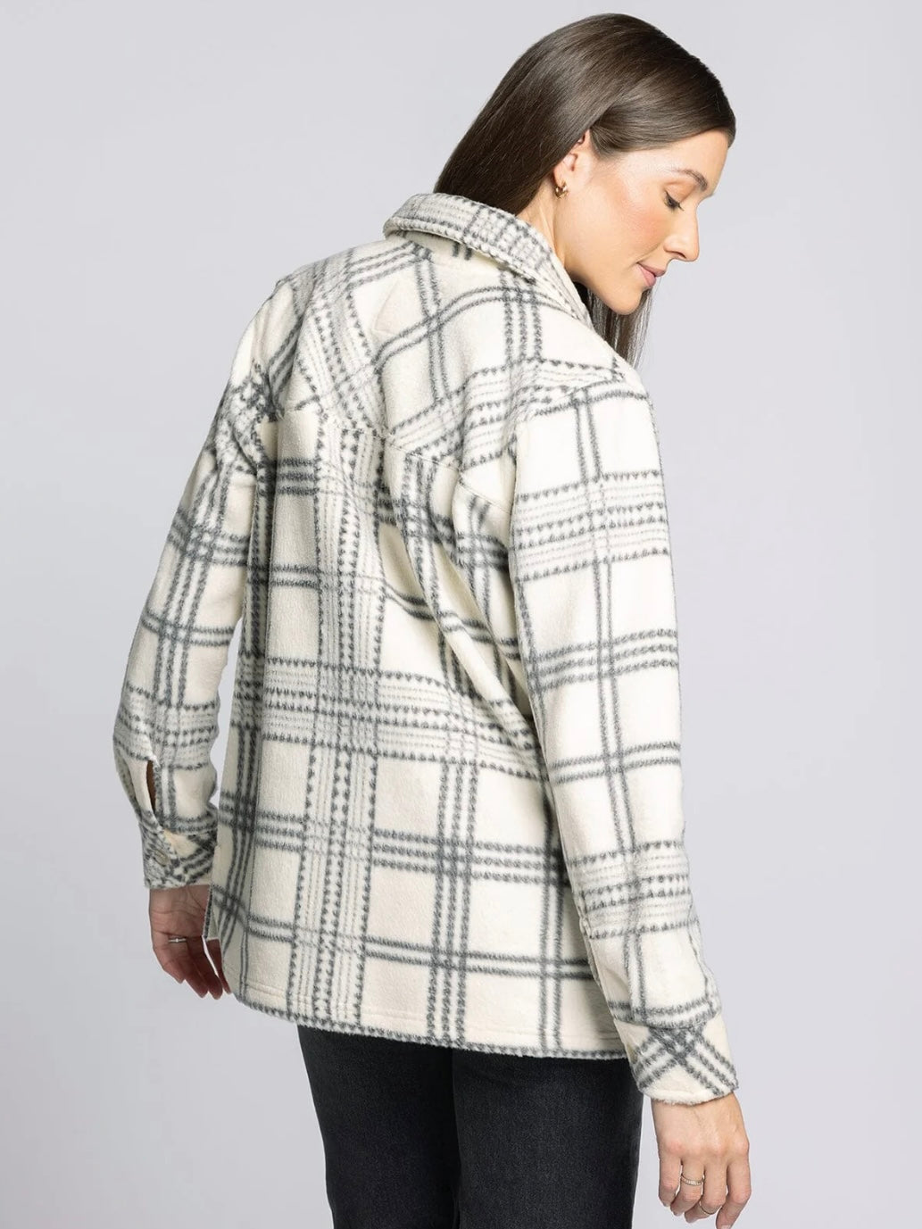 The Santa Fe Fleece Jacket Tofu Ash Plaid