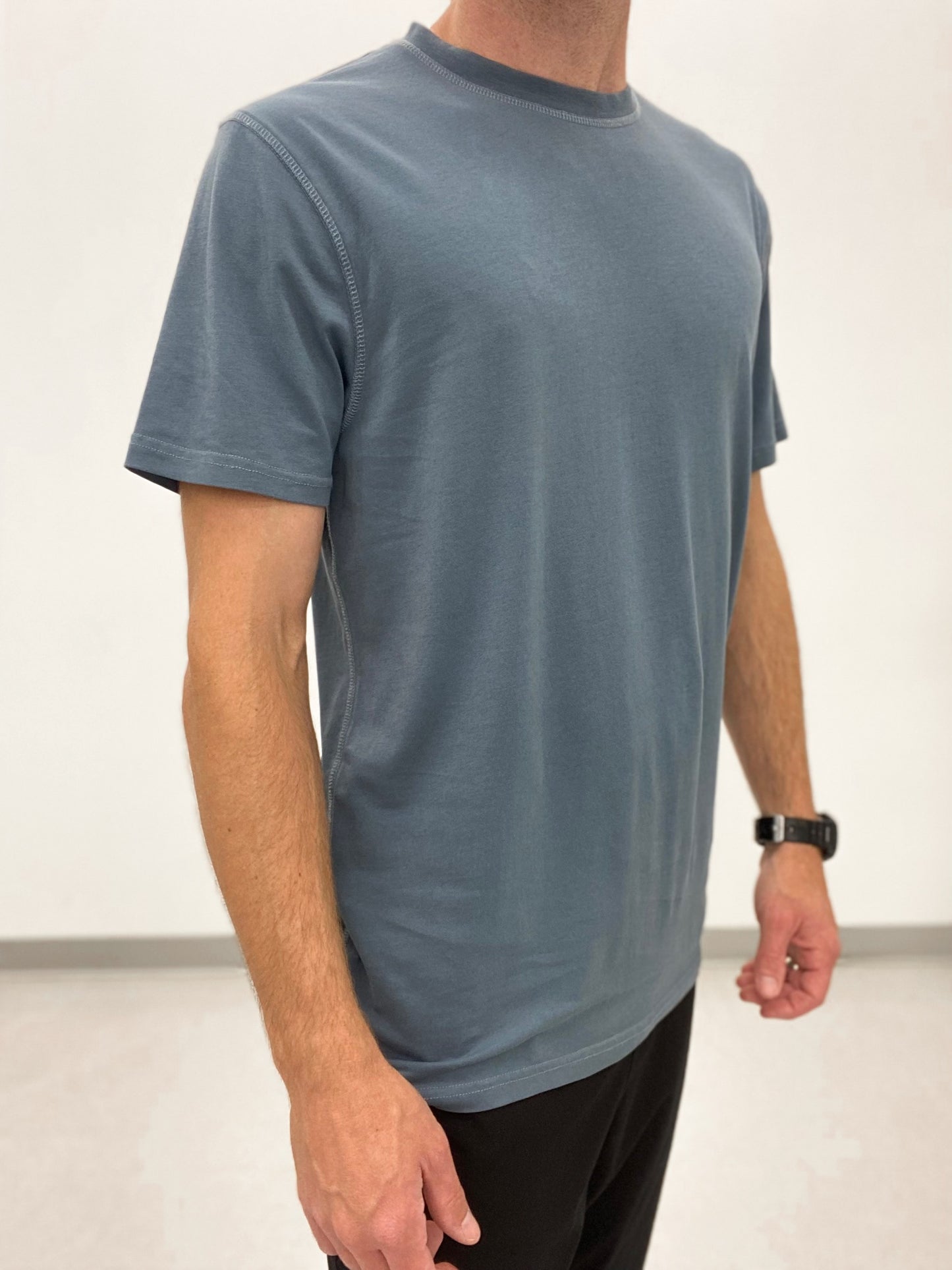 Steel Blue Pima Cotton Blend Tee