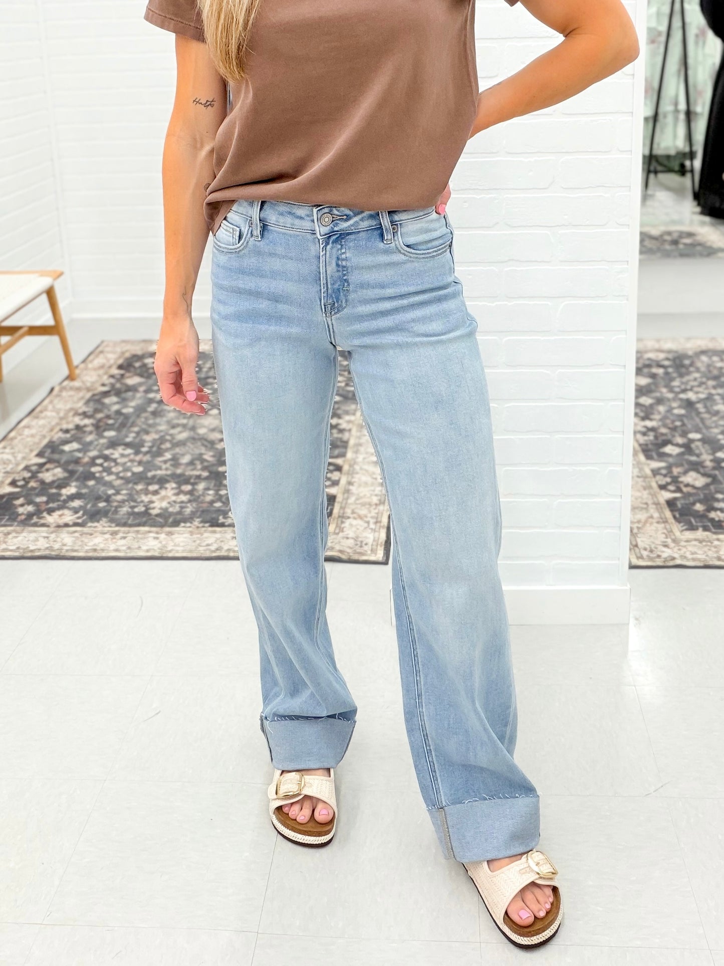 Hidden Logan Dad Jeans Raw Hem with 3" Cuff