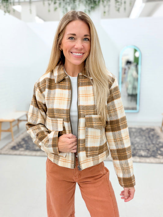 The Marshall Plaid Jacket Brown Orange