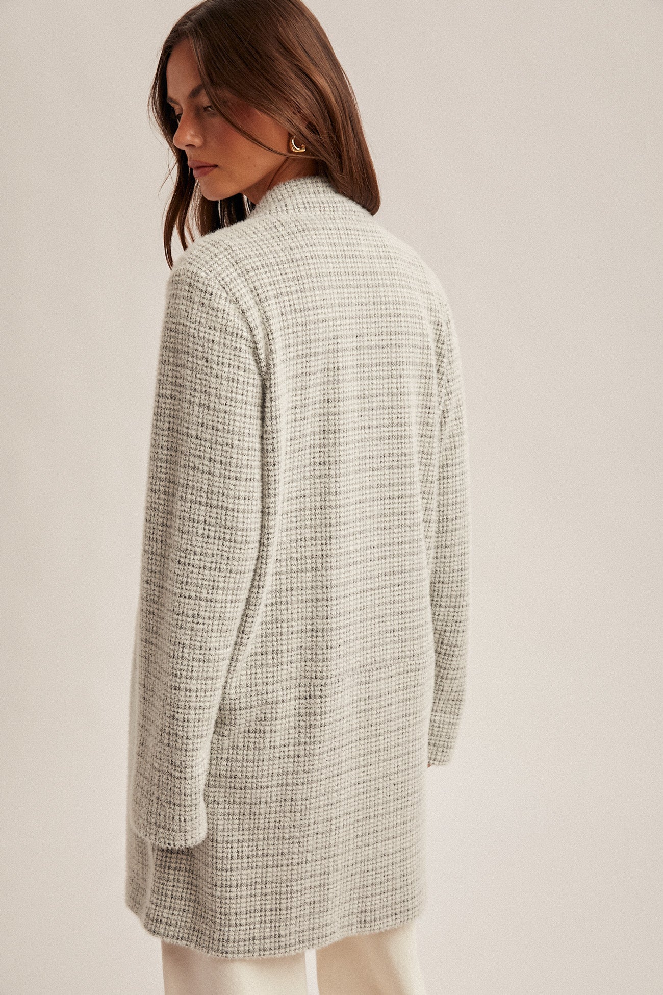 Elevated Brushed Houndstooth Coatigan Gray