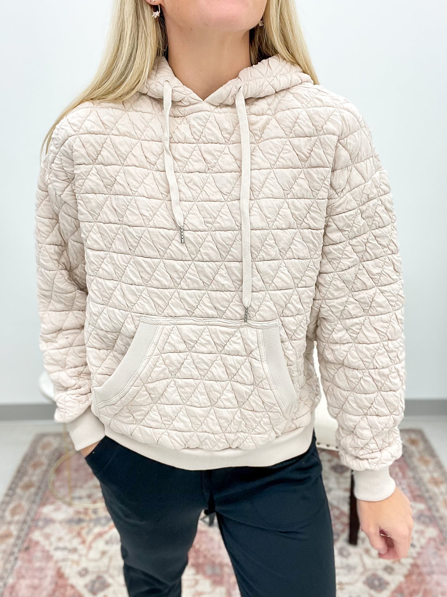 Looking Forward Quilted Hooded Pullover Blush