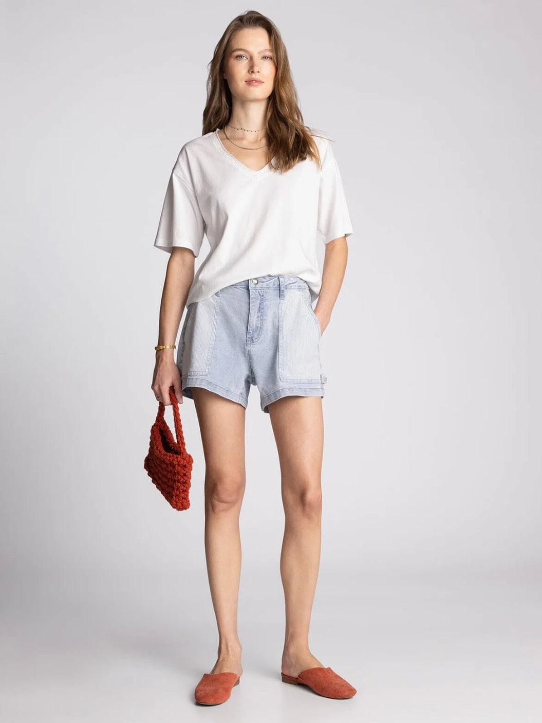 The Poppy Shorts Blue White Stripe