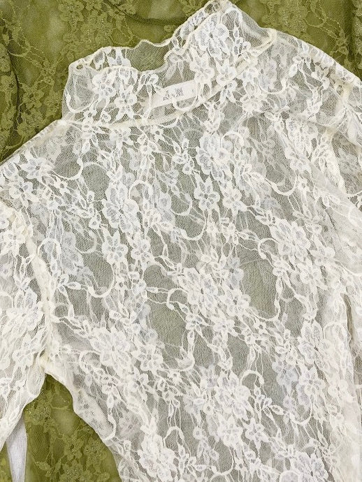 Never Basic Lace Mesh Top White