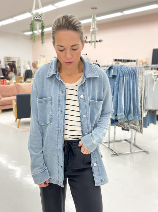 Just In Time Soft Shirt Jacket Denim Blue