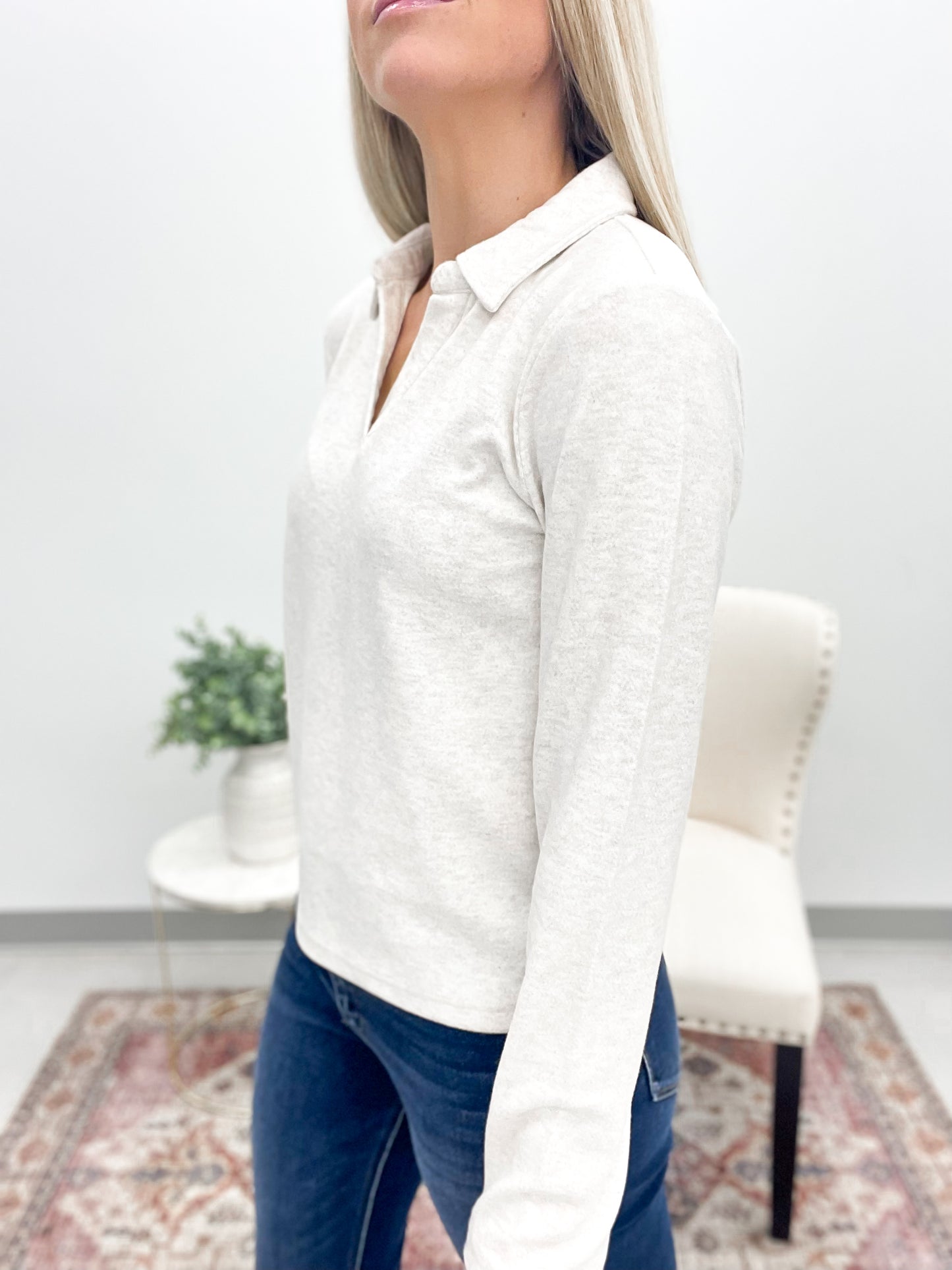 The Alaine Top Light Heather Oatmeal