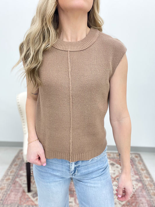 Daydream Sleeveless Knit Sweater Top Brown