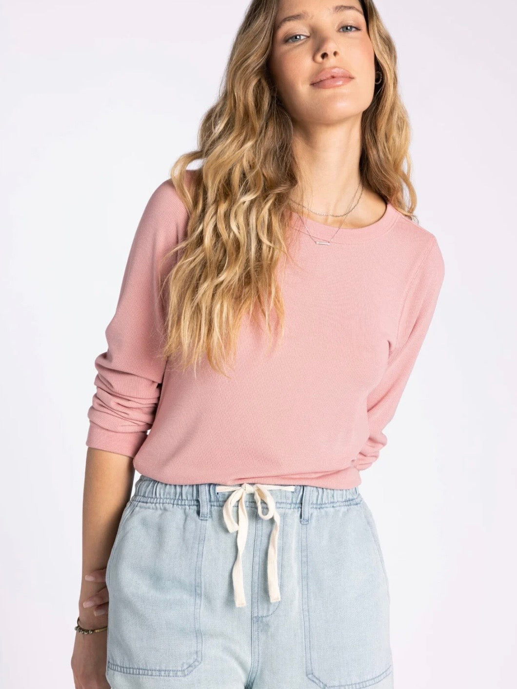 The Stacy Ribbed Top Washed Coral