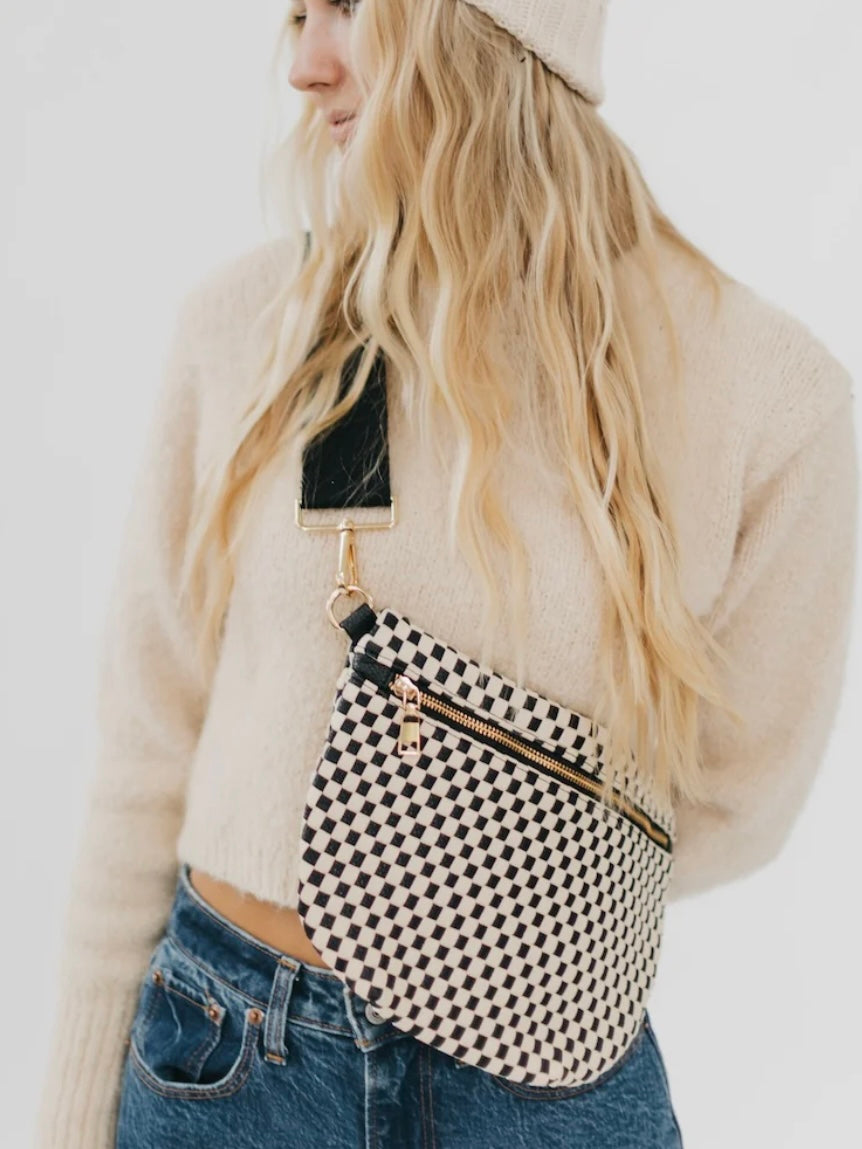 The Westlyn Woven Bum Bag Checkered Black