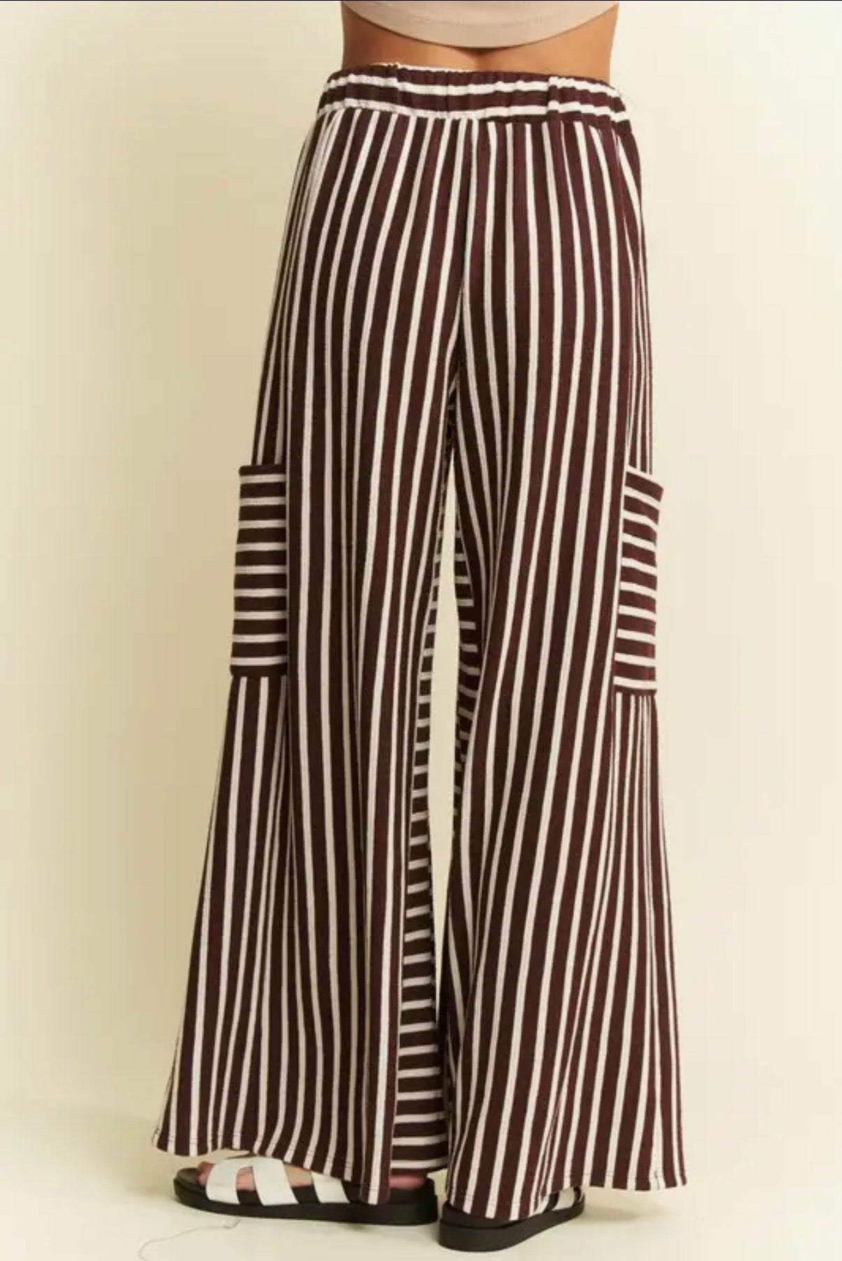 One Day Striped Wide Leg Pants Espresso