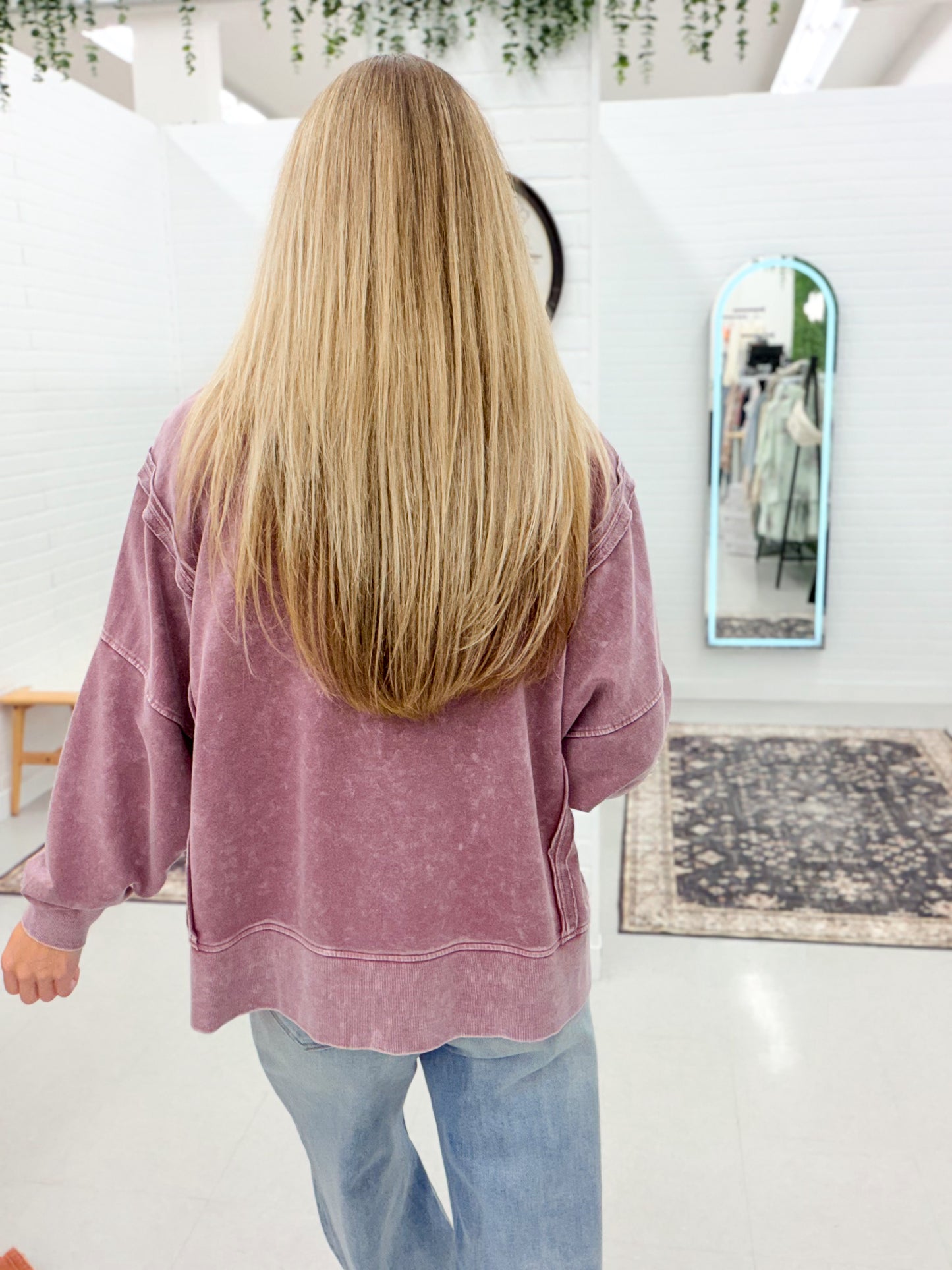 Her Brag Washed Long Sleeve Knit Top Plum