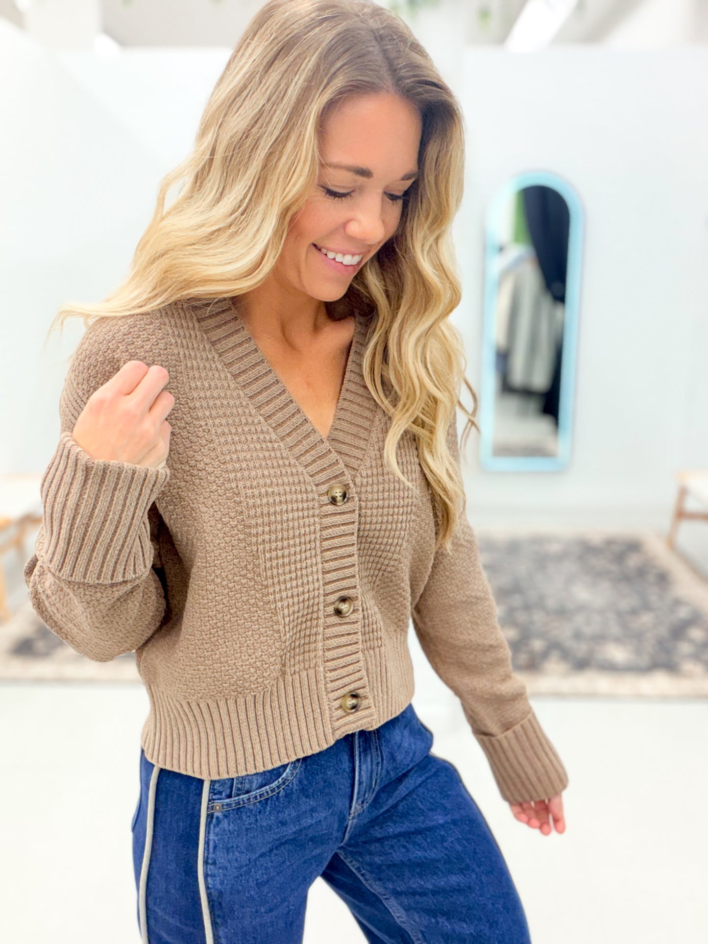 More To It Button Up Cardigan Mocha