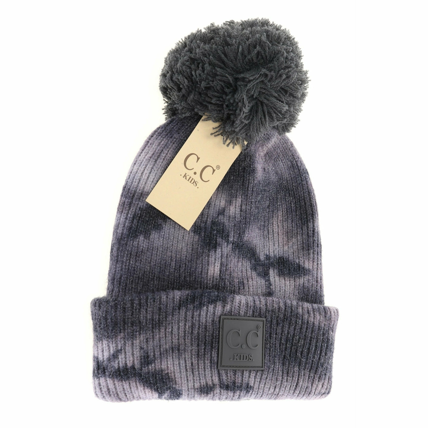 C.C. Kids Tie Dye Pom Beanie Dark Gray