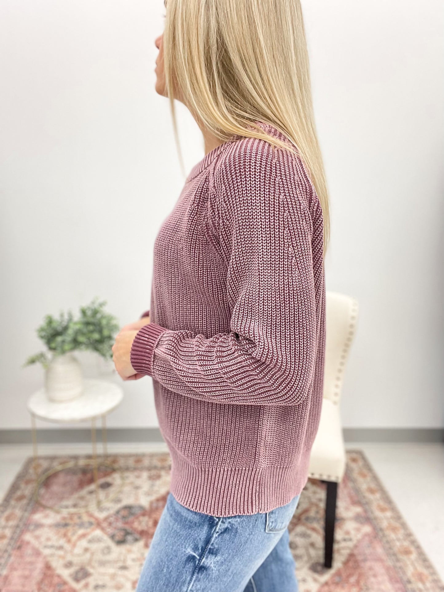 True Self Washed Knit Sweater Violet