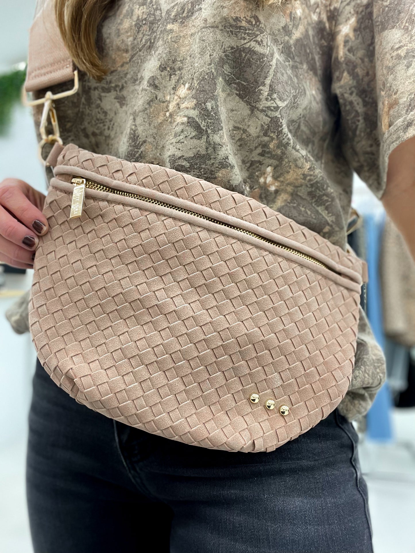 The Westlyn Suede Woven Bum Bag Primrose