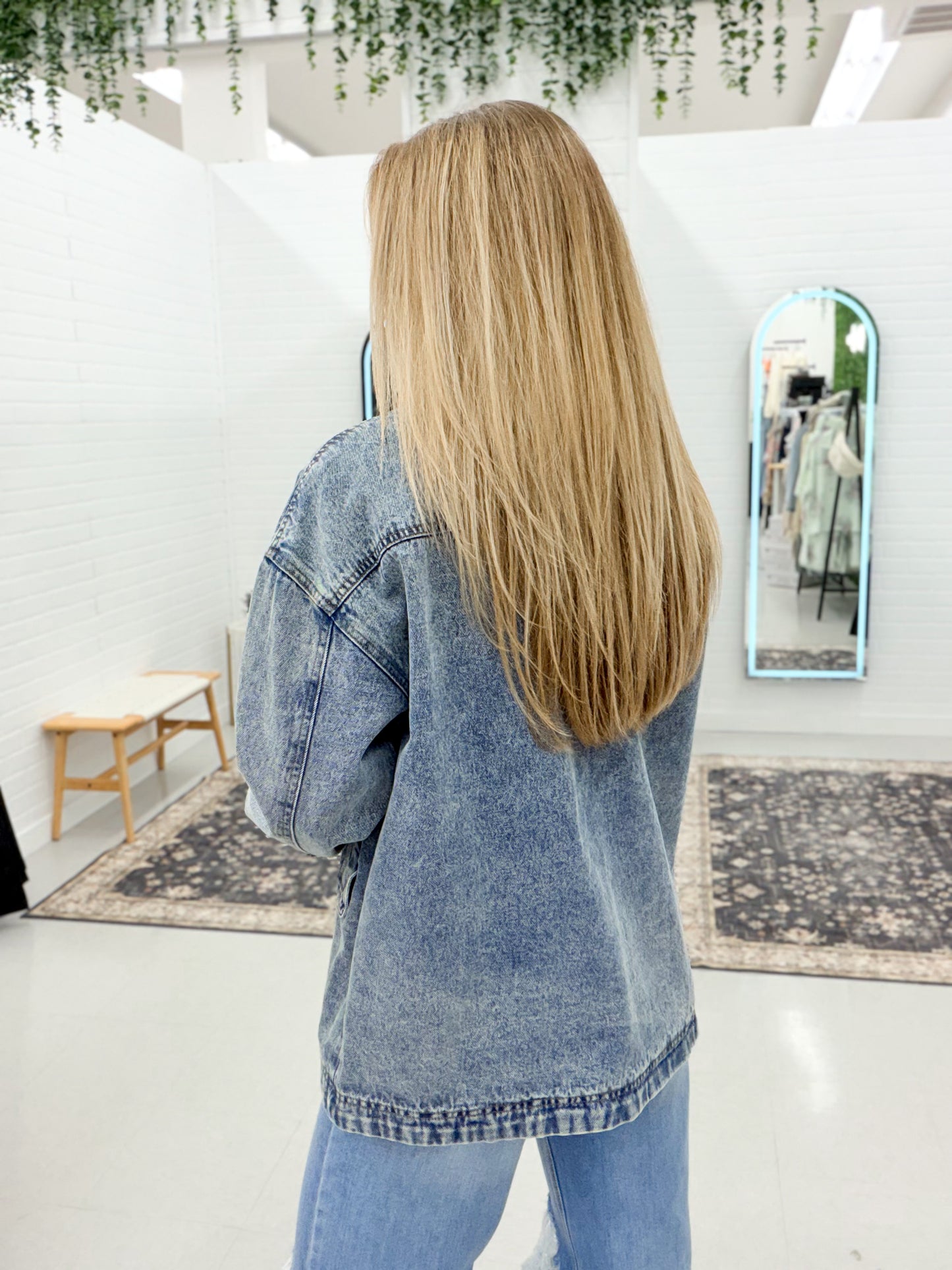 Freedom Is Contrast Collar Washed Denim Barn Jacket