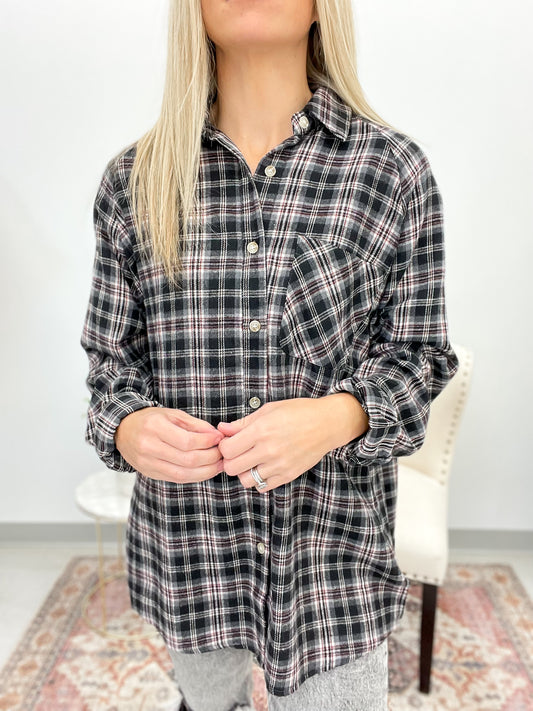 The Abrie Plaid Shirt Gray/Red