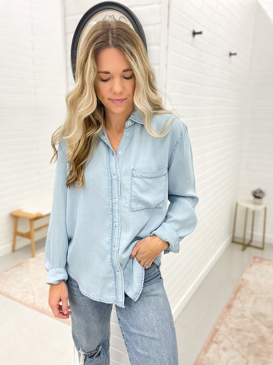Go Together Button Down Shirt Light Denim Wash