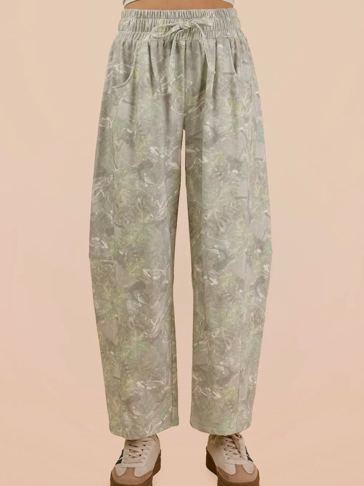Backroads Home Camouflage Barrel French Terry Knit Pants Olive