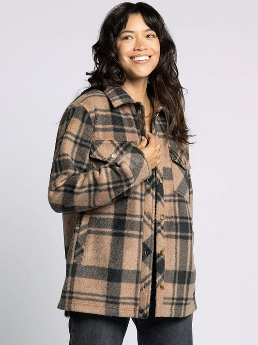 The Santa Fe Fleece Jacket Pecan Black Plaid