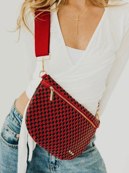 The Westlyn Woven Bum Bag Checkered Red/Black