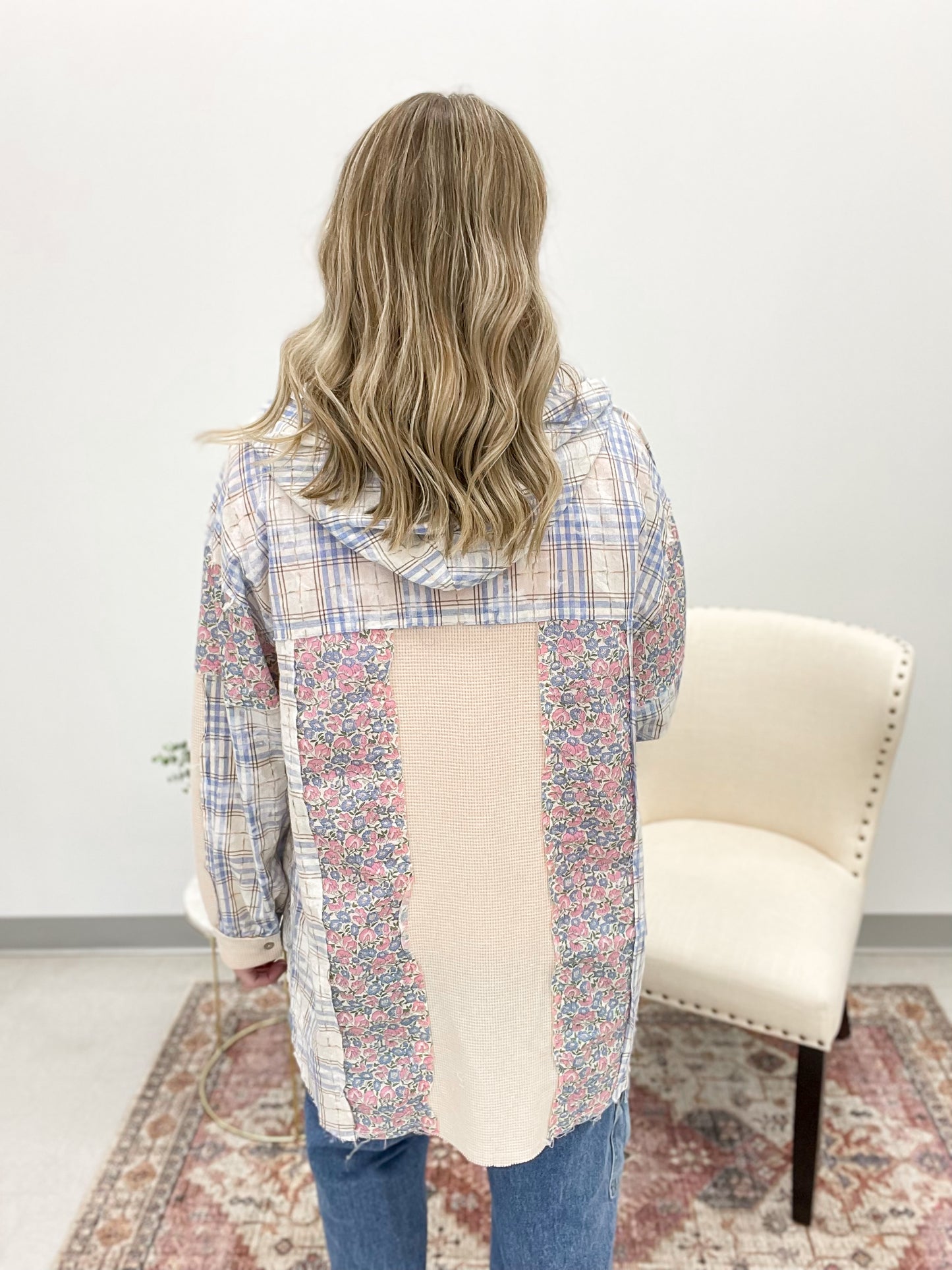 Evermore Mixed Floral Plaid Thermal Top