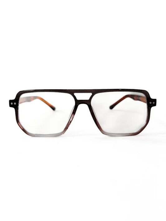 Square Aviator Blue Light Glasses Brown/Clear