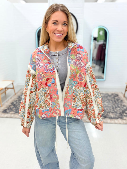 Above Average Floral Quilted Jacket Multicolor