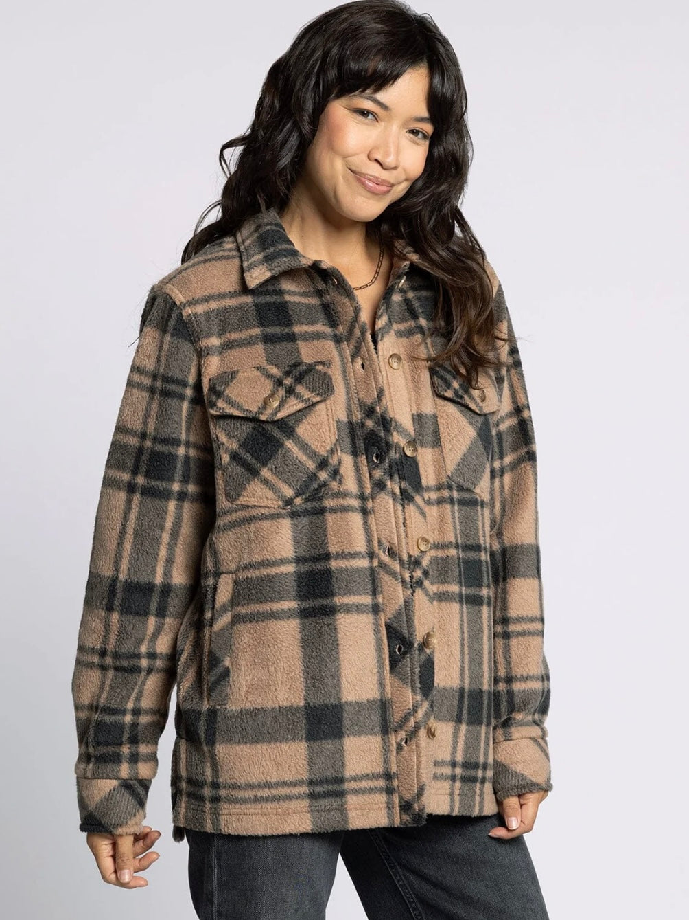 The Santa Fe Fleece Jacket Pecan Black Plaid