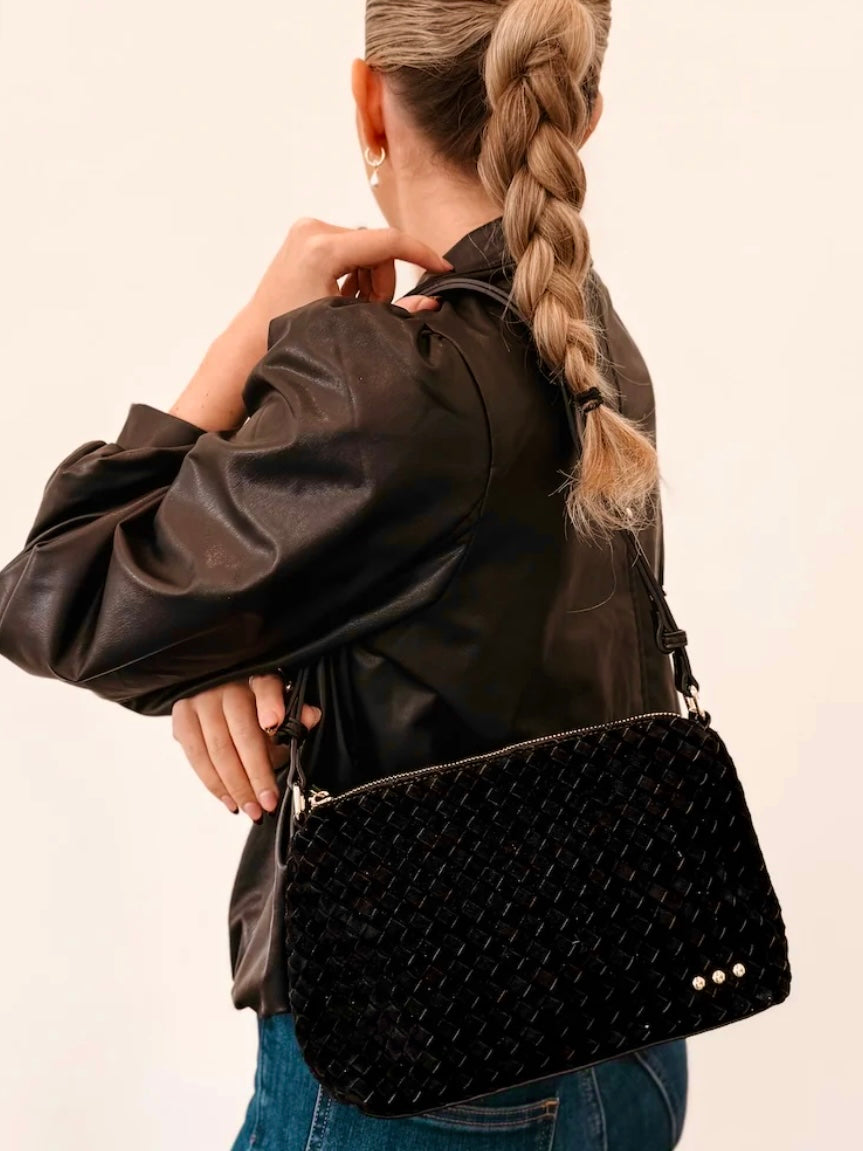 The Harper Suede Hobo Shoulder Bag Black