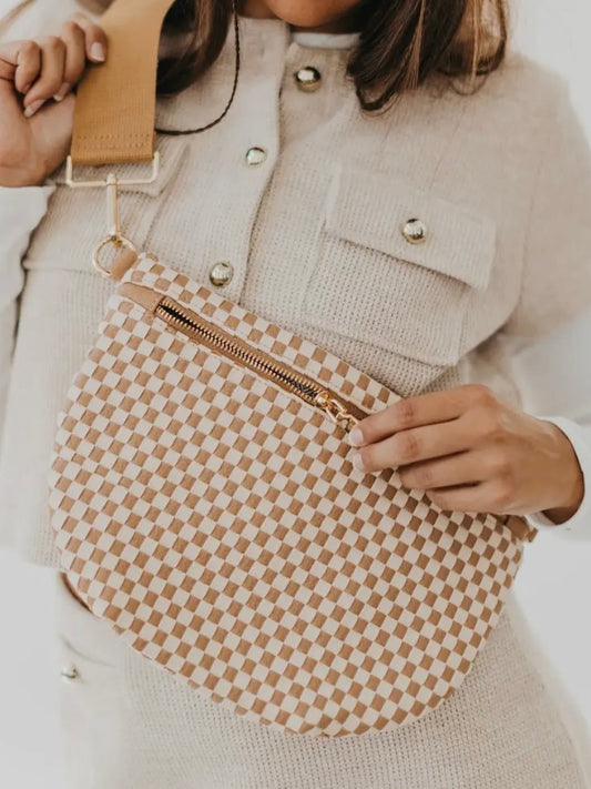 The Westlyn Woven Bum Bag Checkered Tan