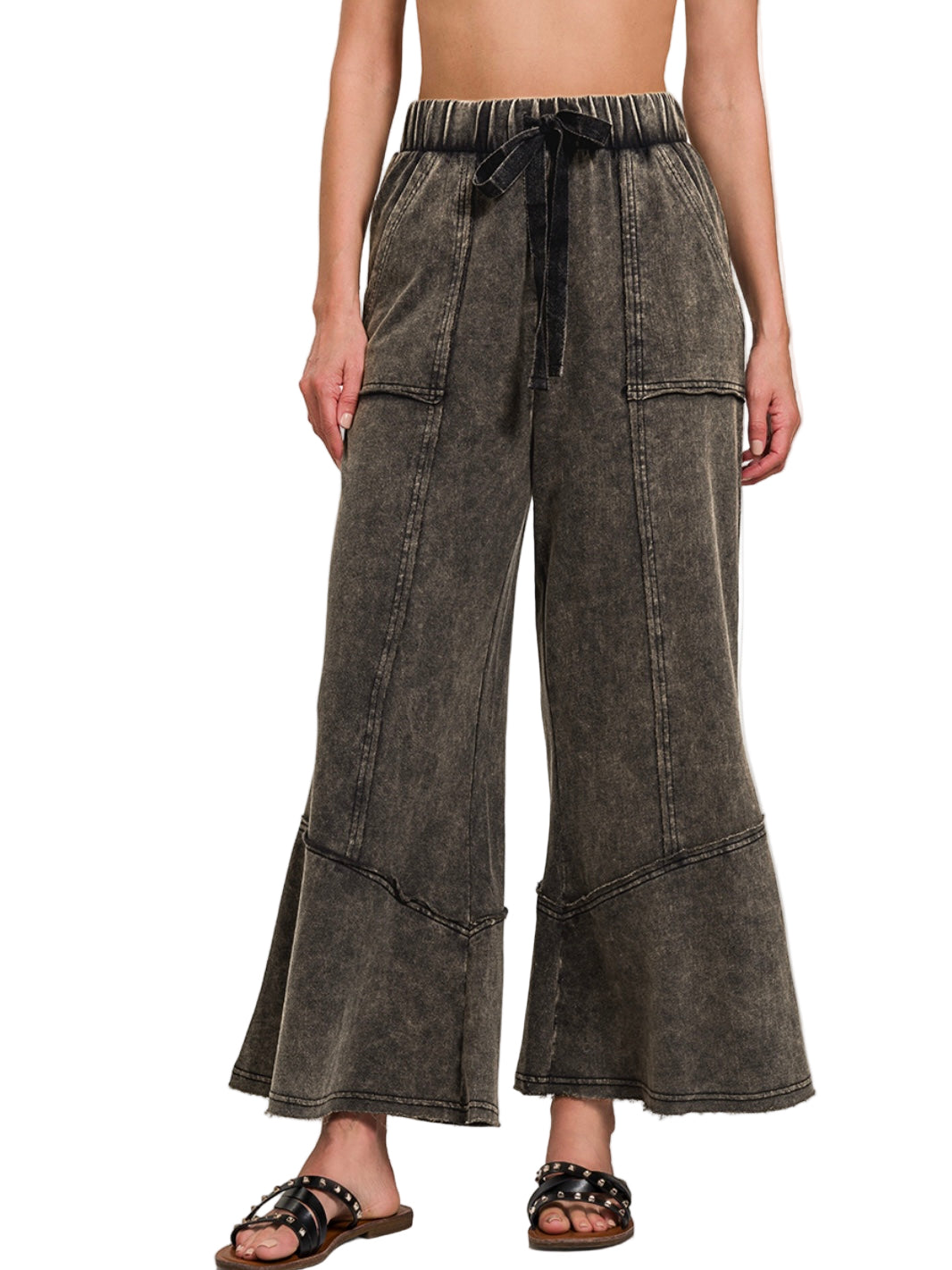 Gone Again Cotton Terry Flare Pants - 3 Colors