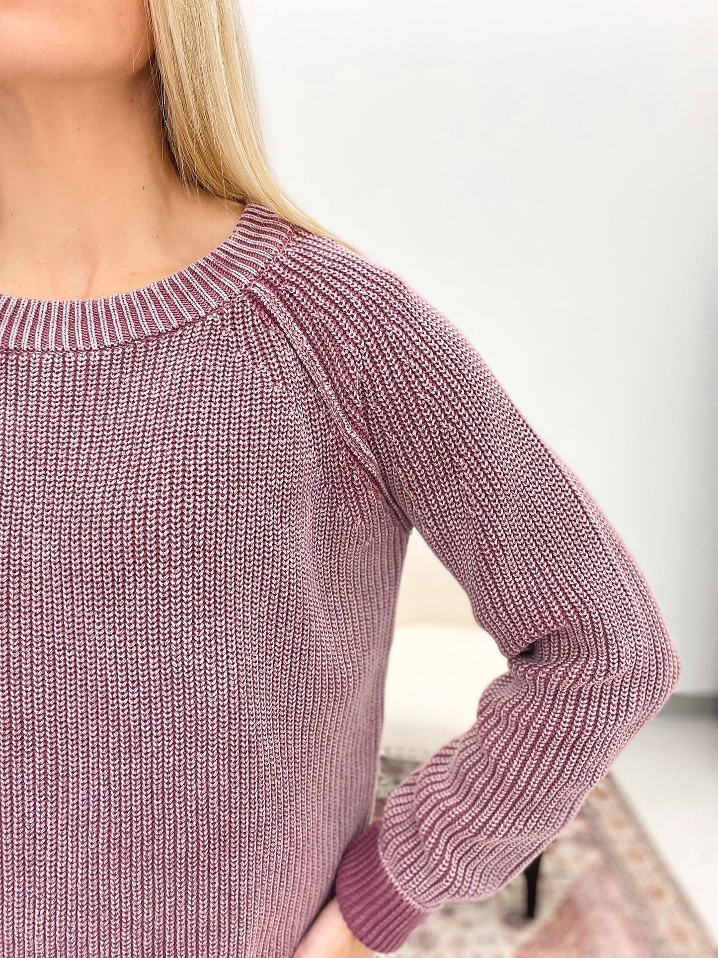 True Self Washed Knit Sweater Violet