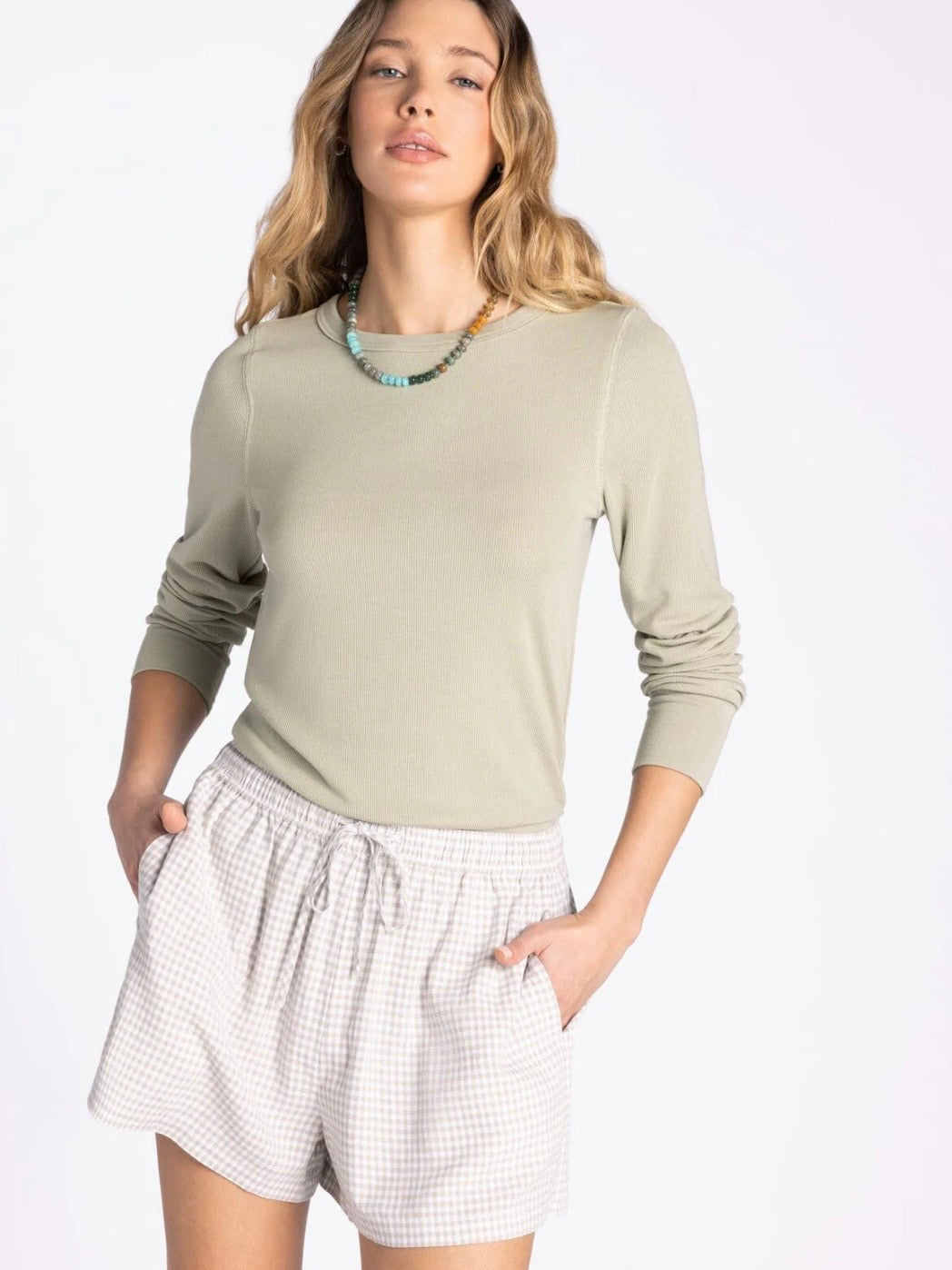 The Stacy Ribbed Top Green Tea