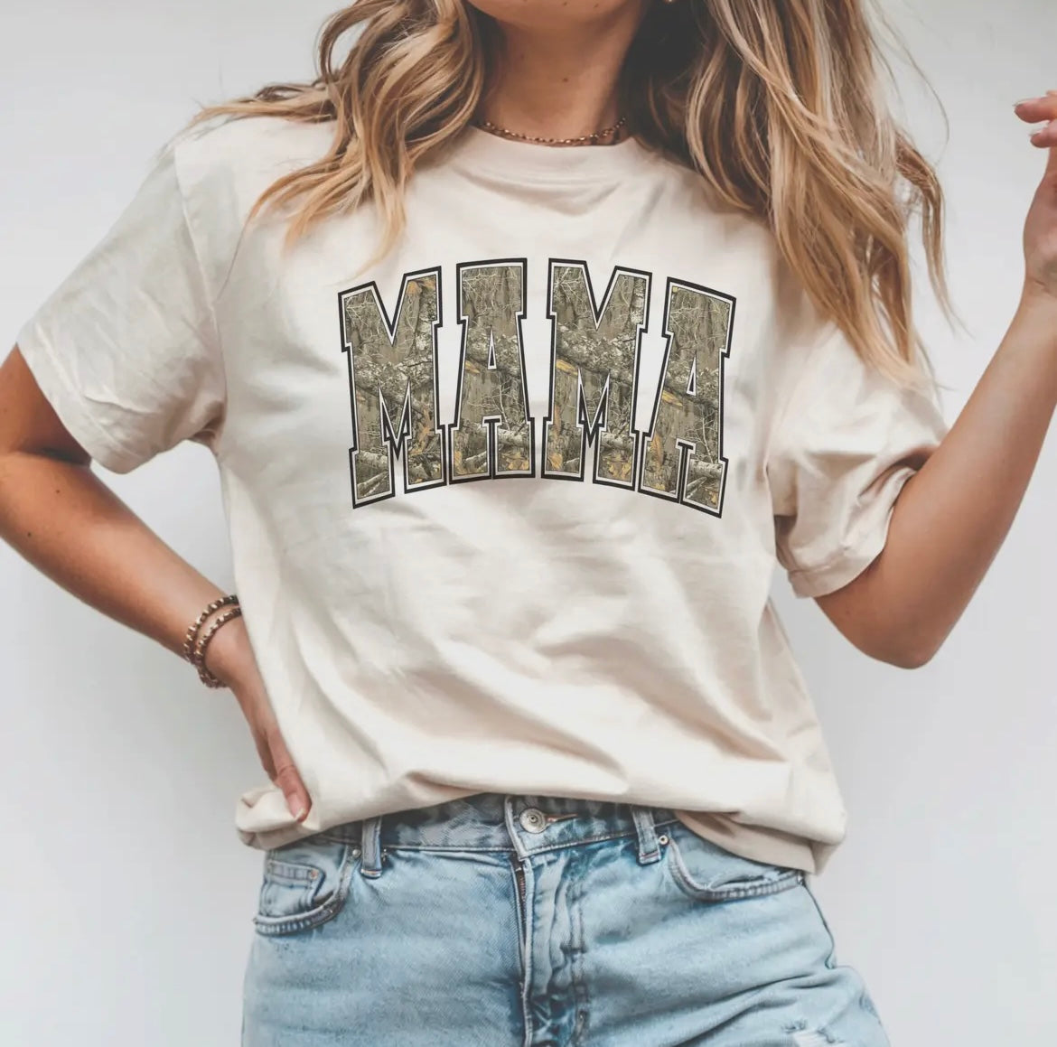 MAMA Camouflage Crewneck Tee Cream S-2X