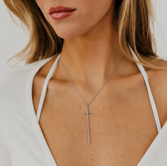 Waterproof Cross Necklace Silver