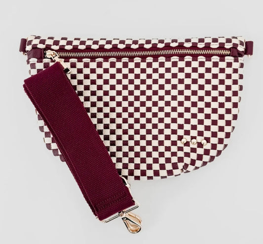 The Westlyn Woven Bum Bag Checkered Burgundy