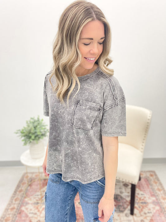 Every Day Style Mineral Wash Tee Gray