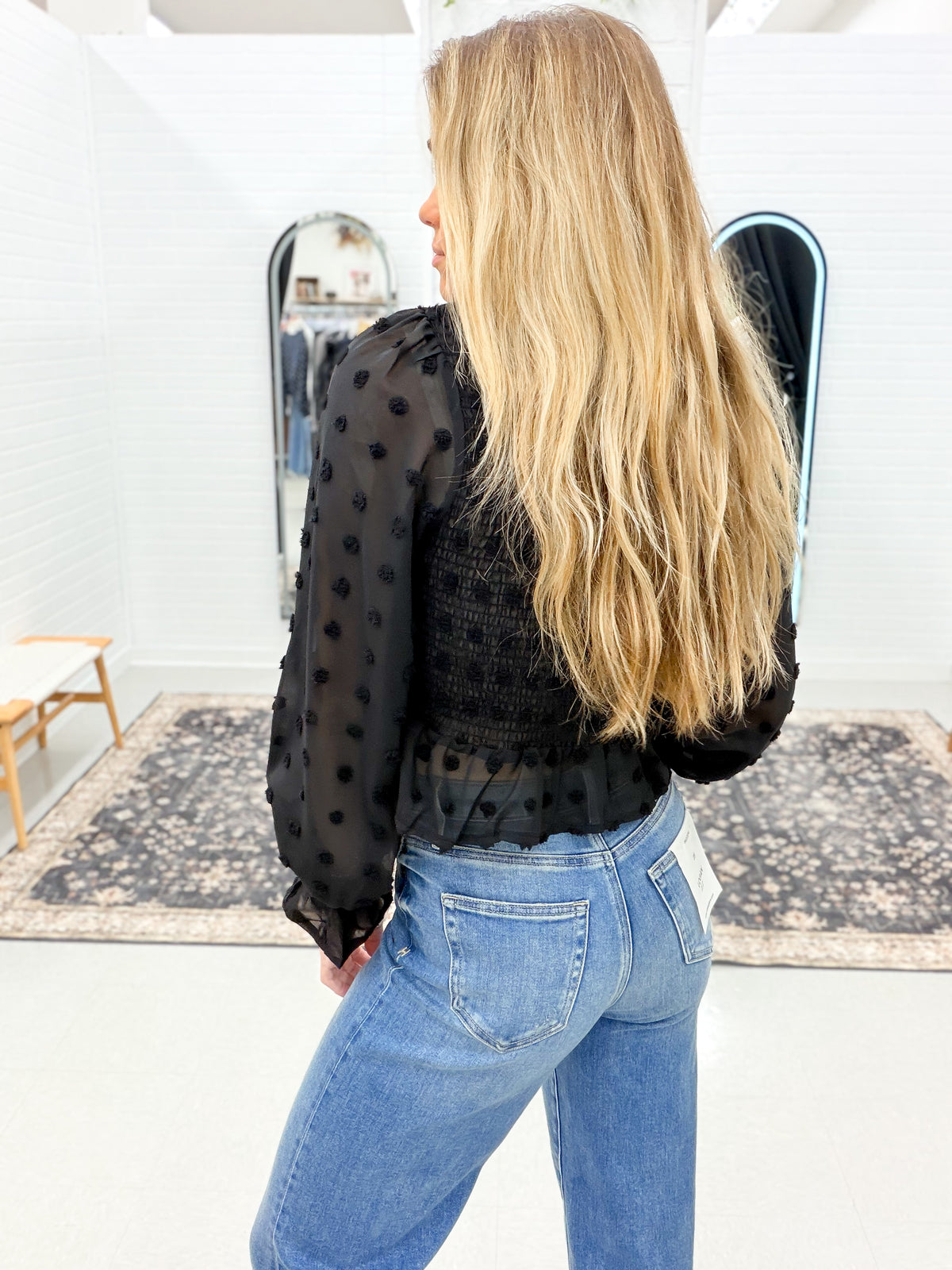 After Hours Swiss Dot Blouse Black