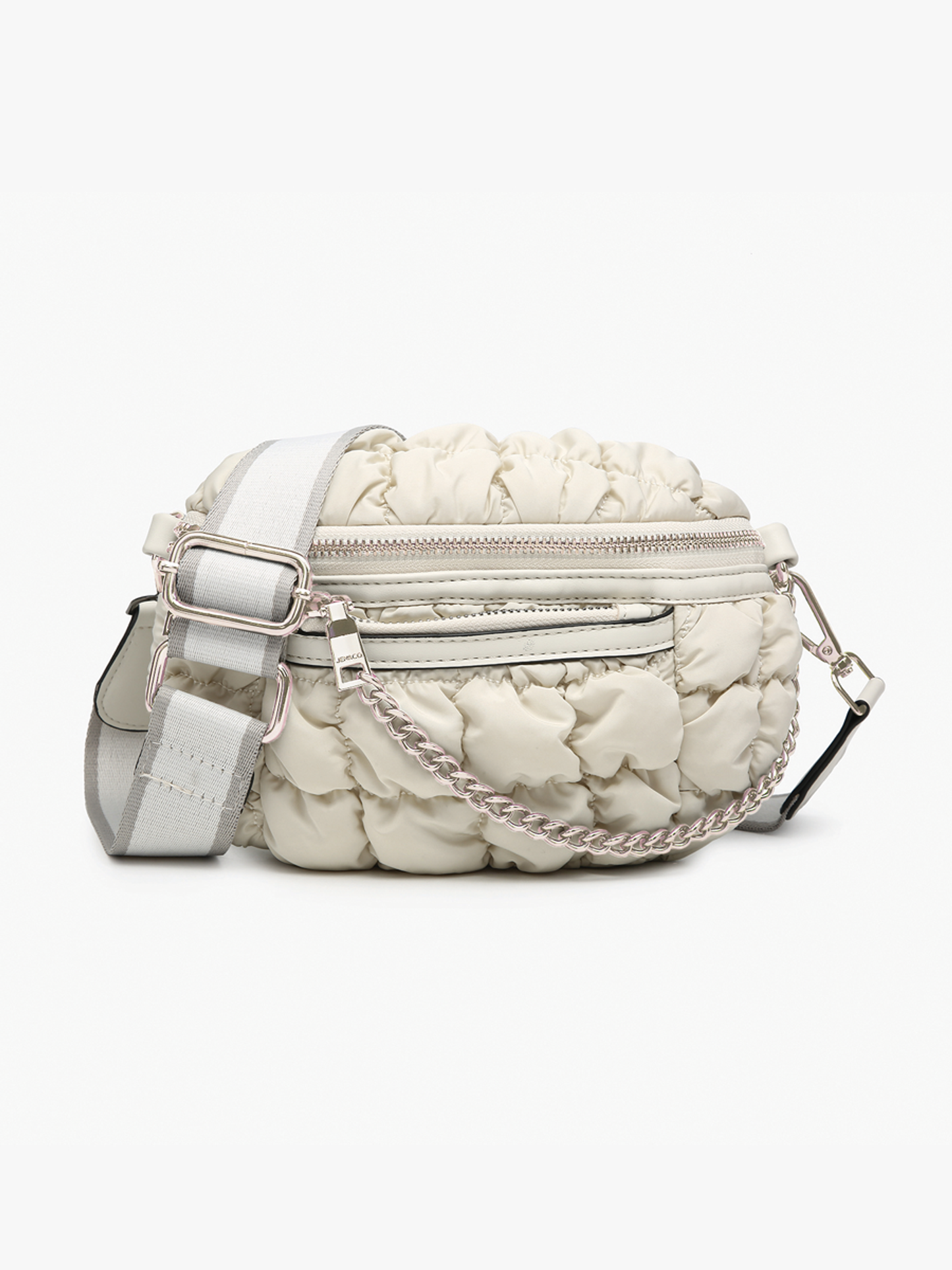 The Mabel Quilted Nylon Belt Bag Off White