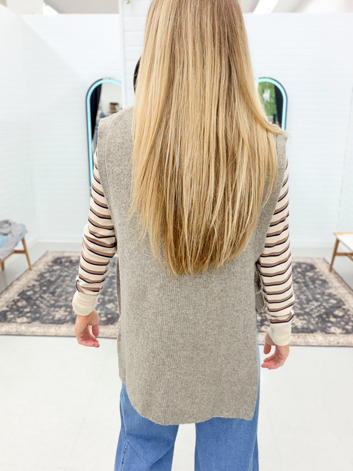Unforgettable Side Tie Open Knit Sleeveless Sweater Taupe