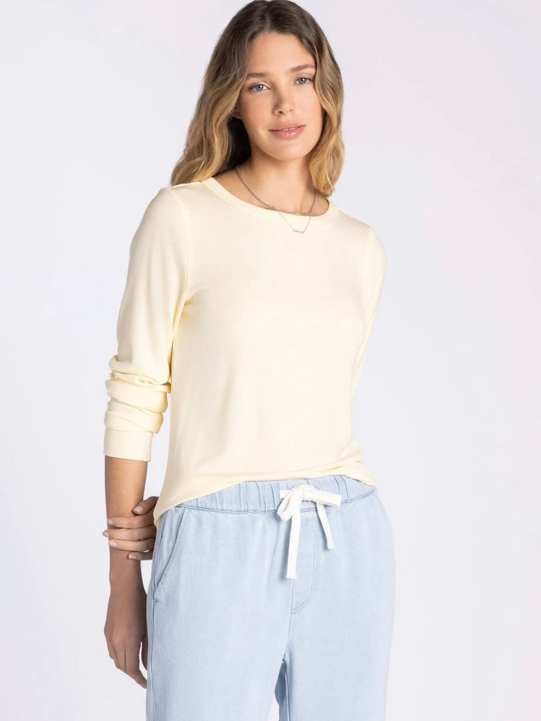 The Stacy Ribbed Top Butter Yellow