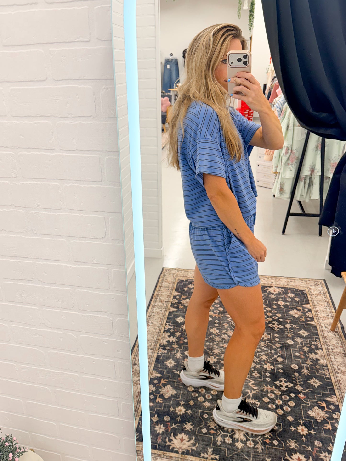 Every Day Stripe Lounge Set Blue