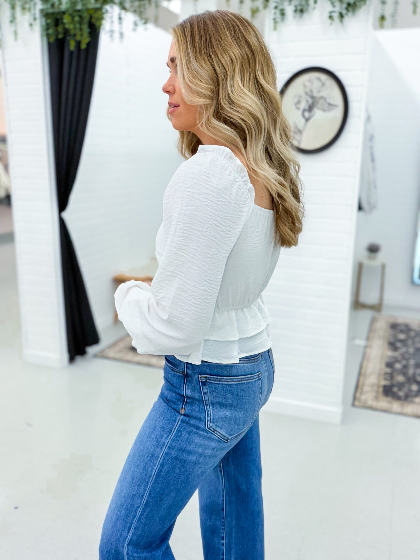 Out Here Peplum Blouse Ivory