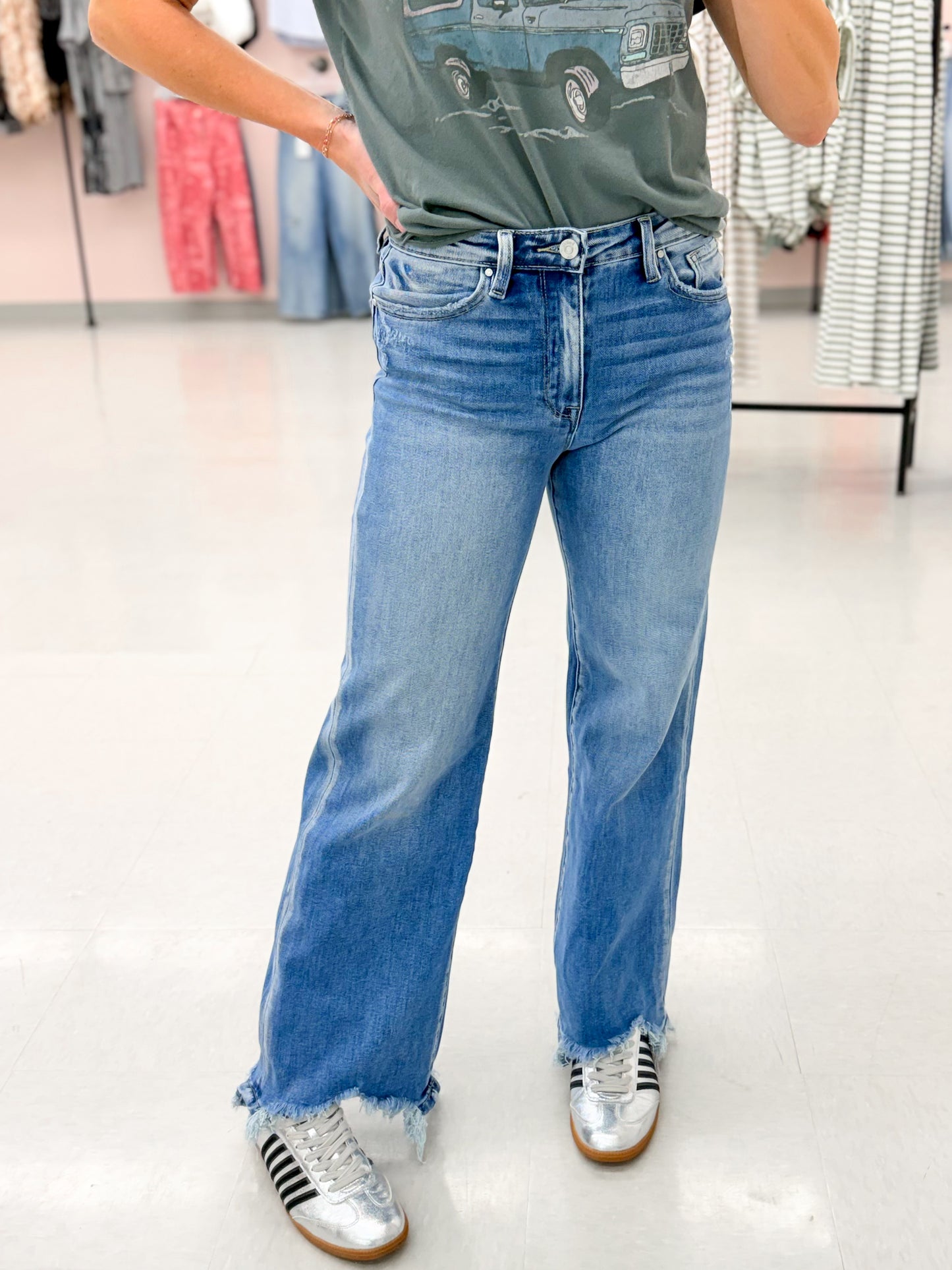 The Polly High Rise Wide Leg Jeans Medium Wash