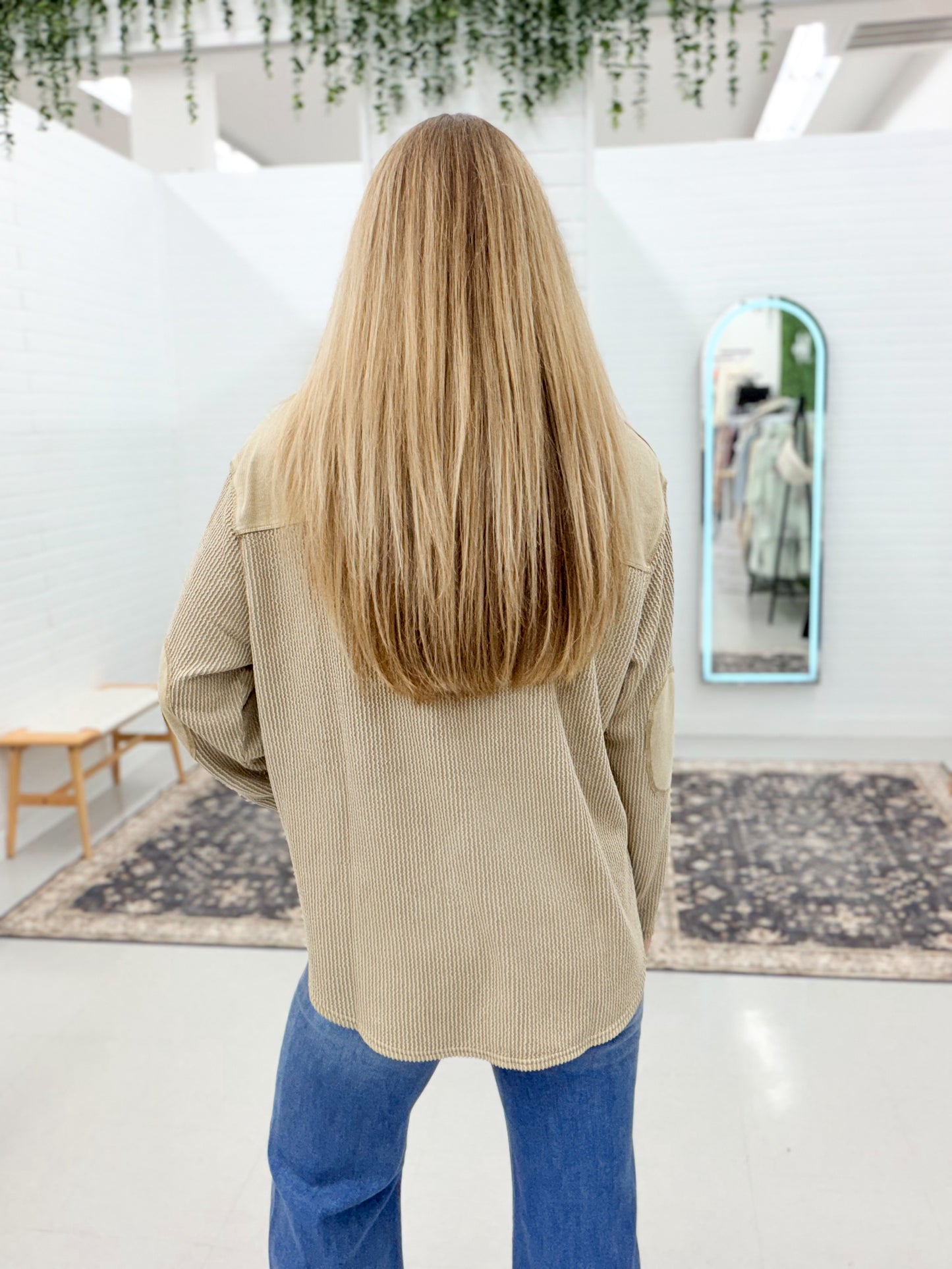 Risk It Textured Washed Knit Top Light Brown